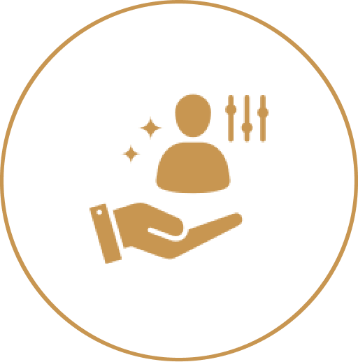 Hand supporting user with settings controls