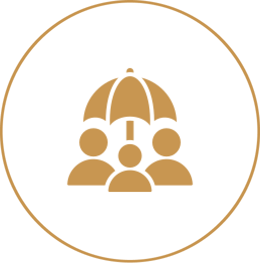 Protection concept with umbrella and people